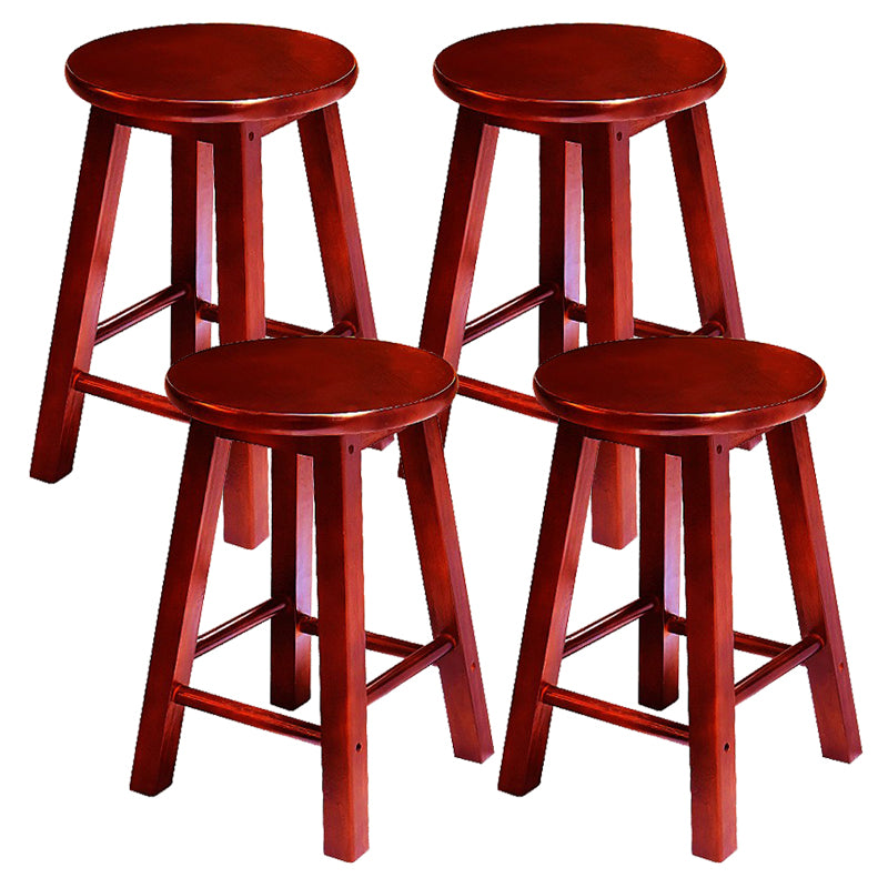 Modern Armless Backless Counter Stool Wood Cafe Bar Stool with Pedal and Wooden Seat