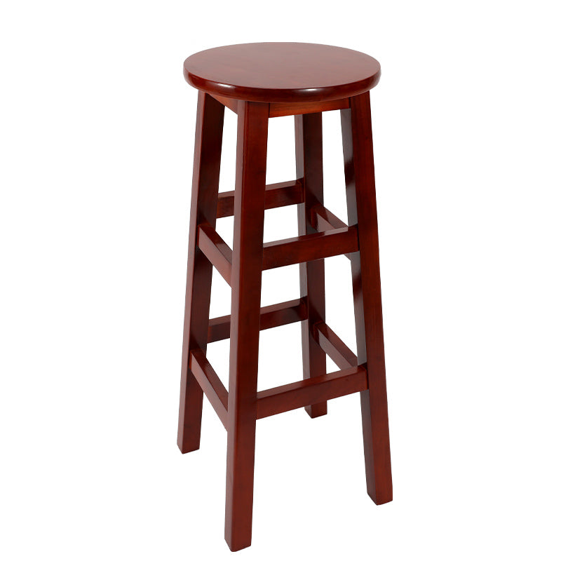 Modern Armless Backless Counter Stool Wood Cafe Bar Stool with Pedal and Wooden Seat