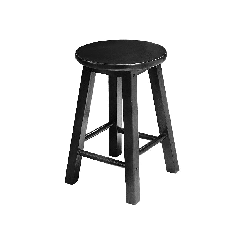 Modern Armless Backless Counter Stool Wood Cafe Bar Stool with Pedal and Wooden Seat