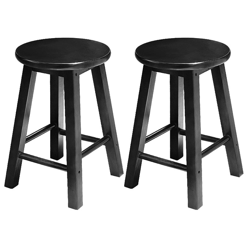 Modern Armless Backless Counter Stool Wood Cafe Bar Stool with Pedal and Wooden Seat