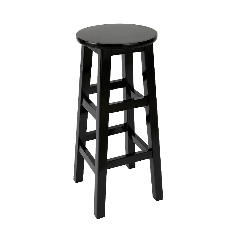 Modern Armless Backless Counter Stool Wood Cafe Bar Stool with Pedal and Wooden Seat