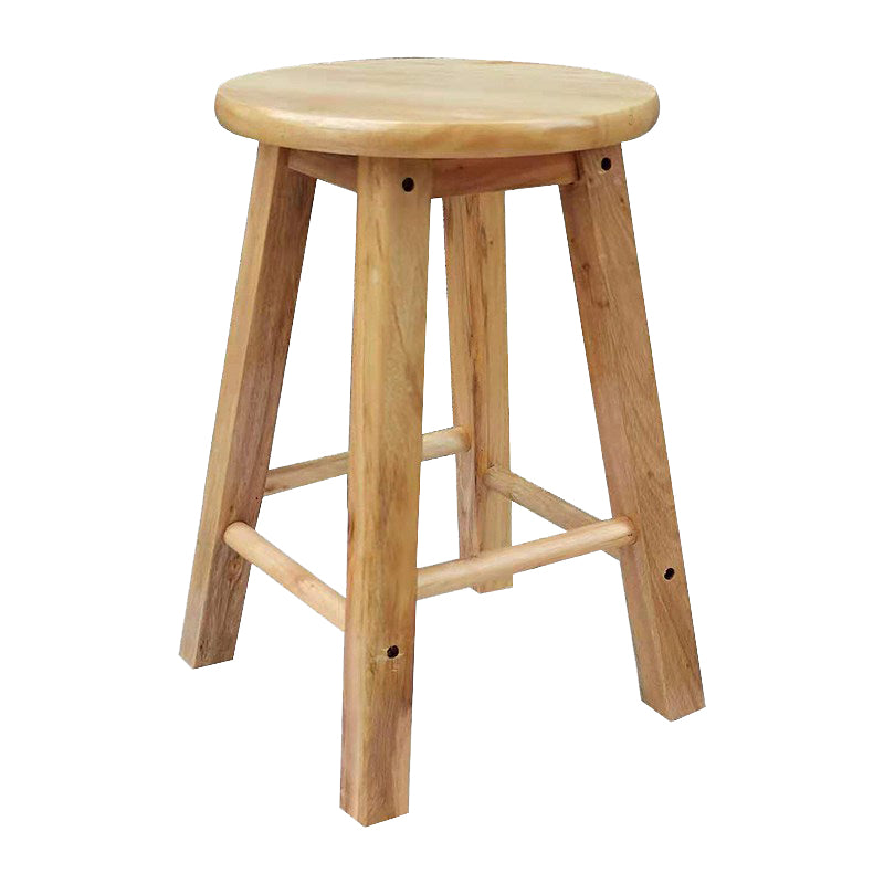 Modern Armless Backless Counter Stool Wood Cafe Bar Stool with Pedal and Wooden Seat
