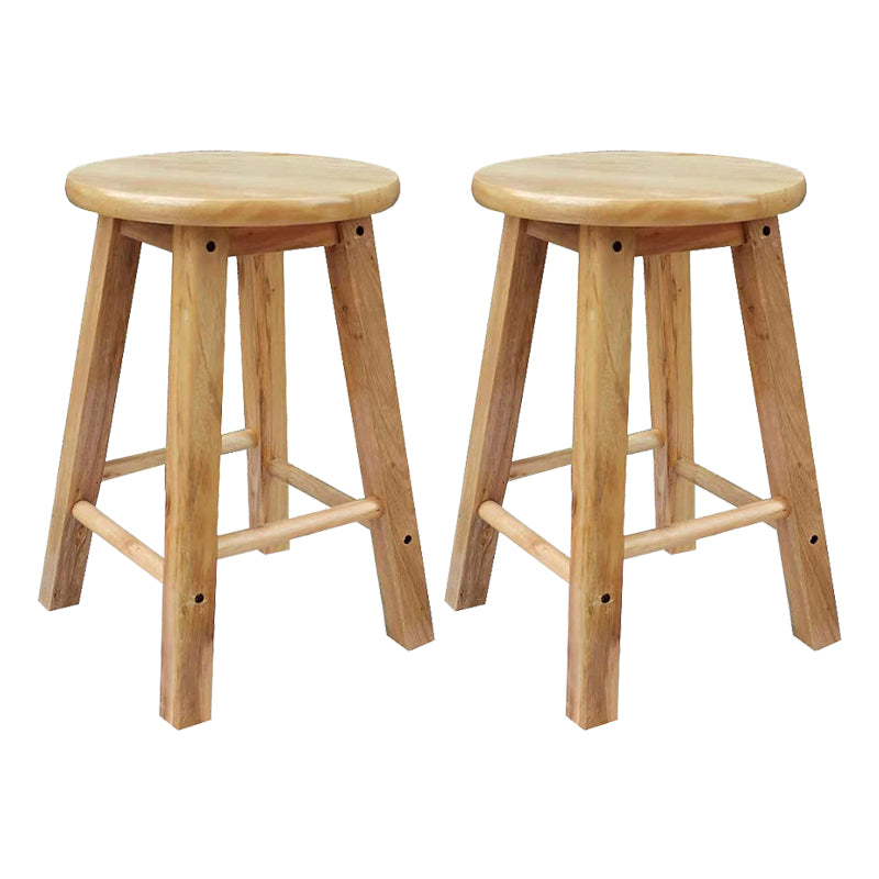 Modern Armless Backless Counter Stool Wood Cafe Bar Stool with Pedal and Wooden Seat