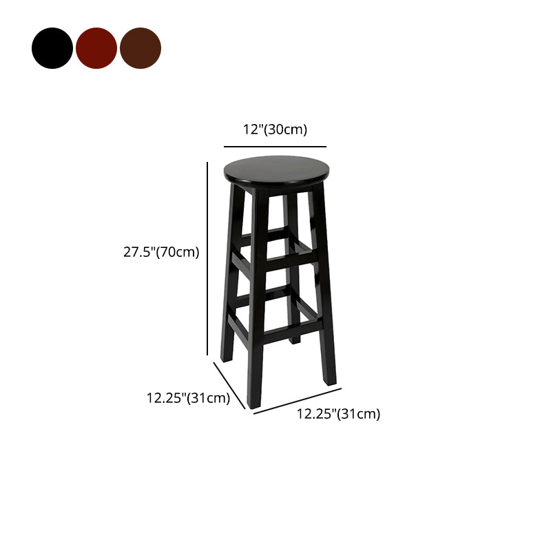 Modern Armless Backless Counter Stool Wood Cafe Bar Stool with Pedal and Wooden Seat