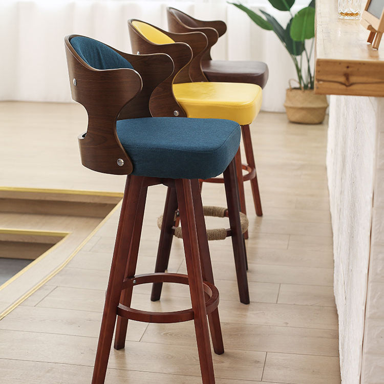 Taburete moderno sin brazos para mostrador, taburete de bar de madera para tienda de té con leche, con pedal y cojín