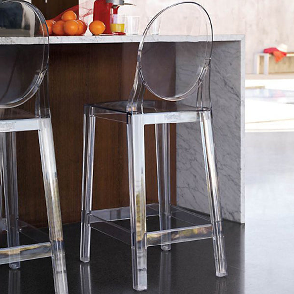 Taburete de bar de cocina de plástico, taburete moderno sin brazos con respaldo, asiento de plástico