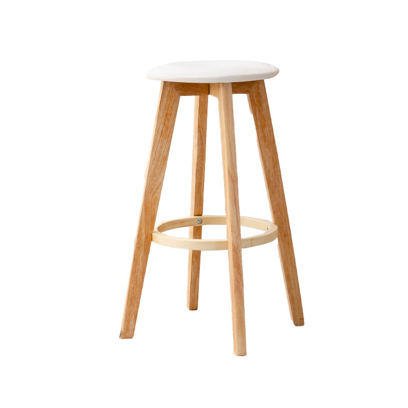 Moderner armloser rückenloser Thekeschatzholzholz -Barhocker mit Kissen und Pedal