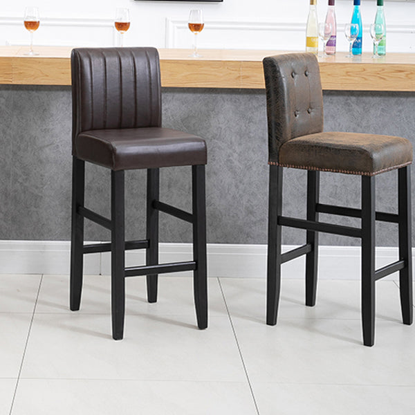 Moderner Barhocker aus massivem Leder, Bristol-Barhocker mit Fußstütze und niedriger Rückenlehne