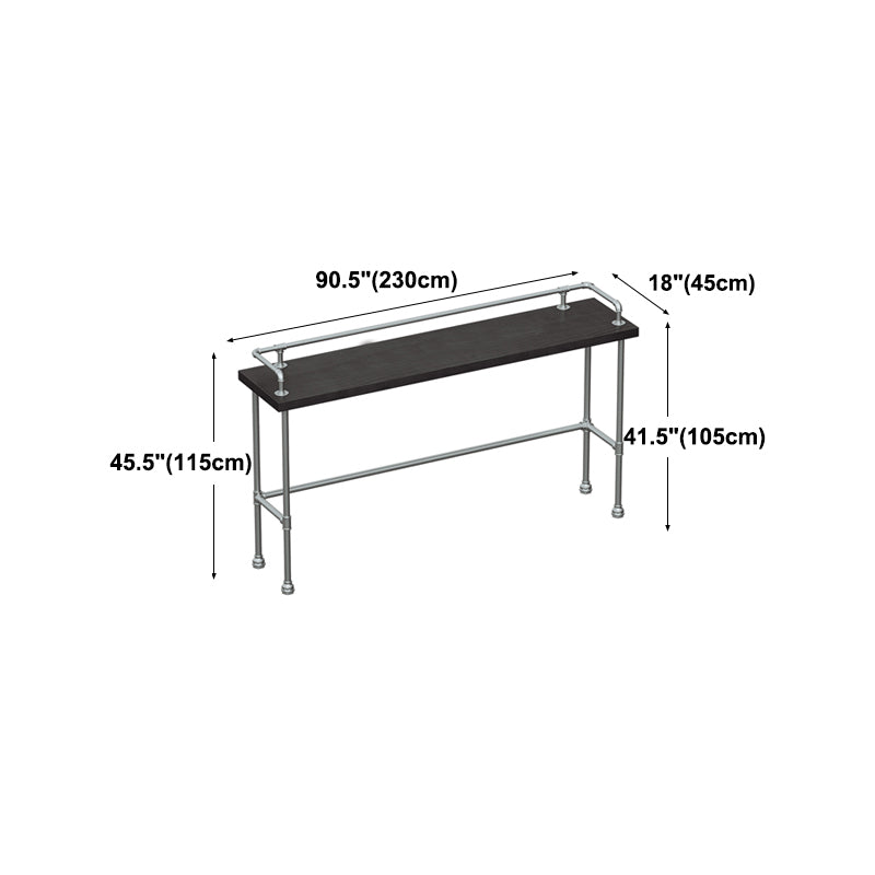 Industrial Black Wood Bar Table with Rectangle Table Top Silver Trestle Table - 42" H
