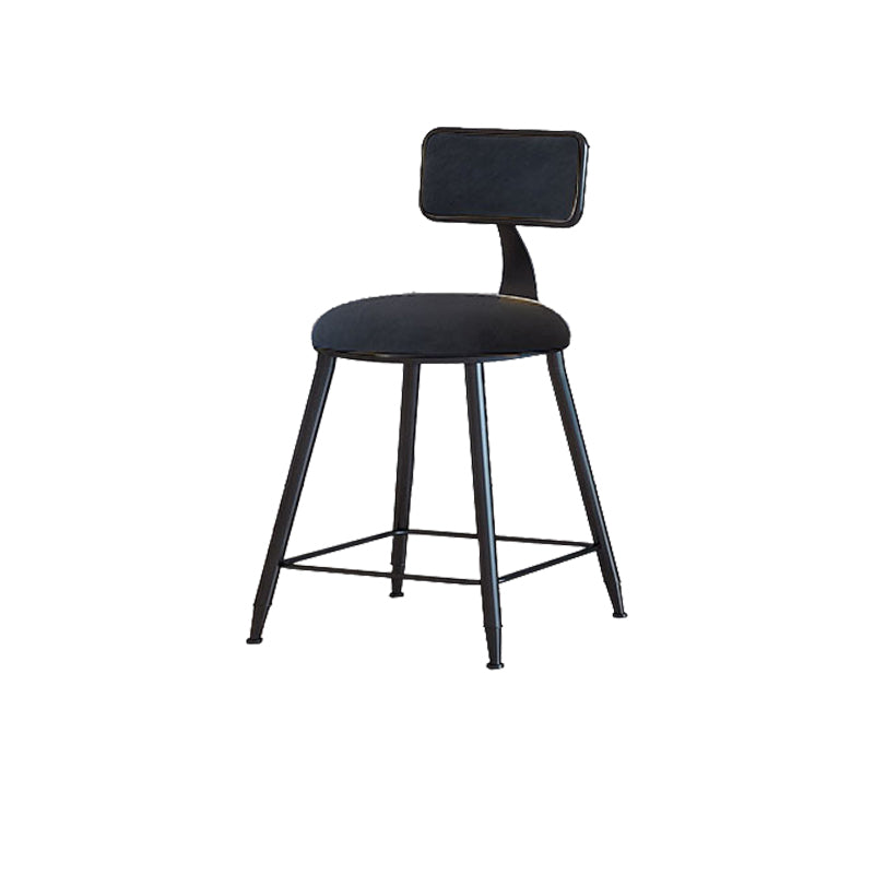 Modern Armless Backrest Counter Stool Iron Cafe Bar Stool with Velvet Cushion and Pedal