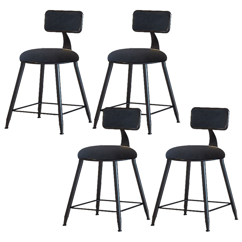 Modern Armless Backrest Counter Stool Iron Cafe Bar Stool with Velvet Cushion and Pedal