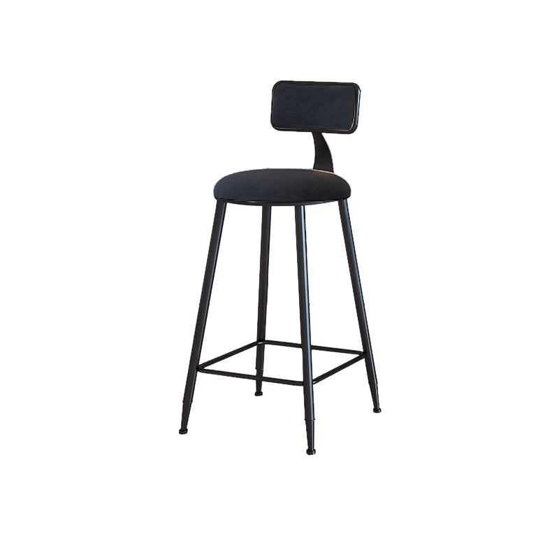 Modern Armless Backrest Counter Stool Iron Cafe Bar Stool with Velvet Cushion and Pedal