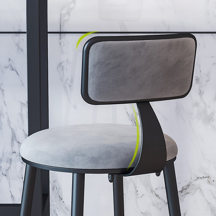 Modern Armless Backrest Counter Stool Iron Cafe Bar Stool with Velvet Cushion and Pedal