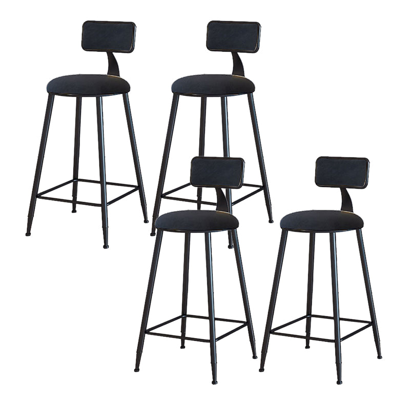 Modern Armless Backrest Counter Stool Iron Cafe Bar Stool with Velvet Cushion and Pedal