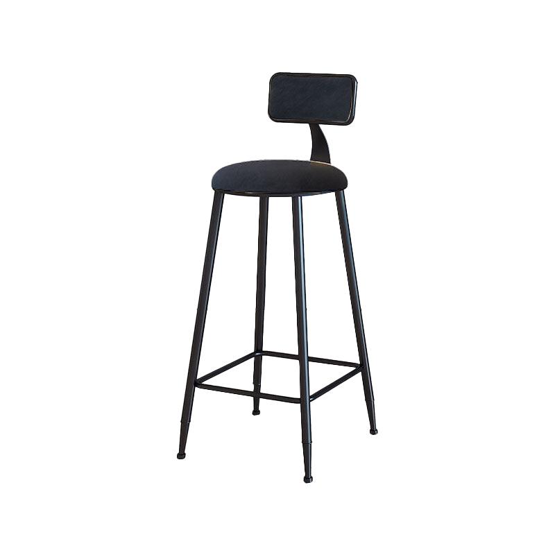 Modern Armless Backrest Counter Stool Iron Cafe Bar Stool with Velvet Cushion and Pedal