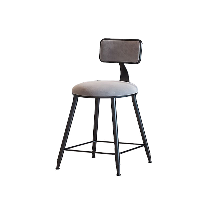 Modern Armless Backrest Counter Stool Iron Cafe Bar Stool with Velvet Cushion and Pedal