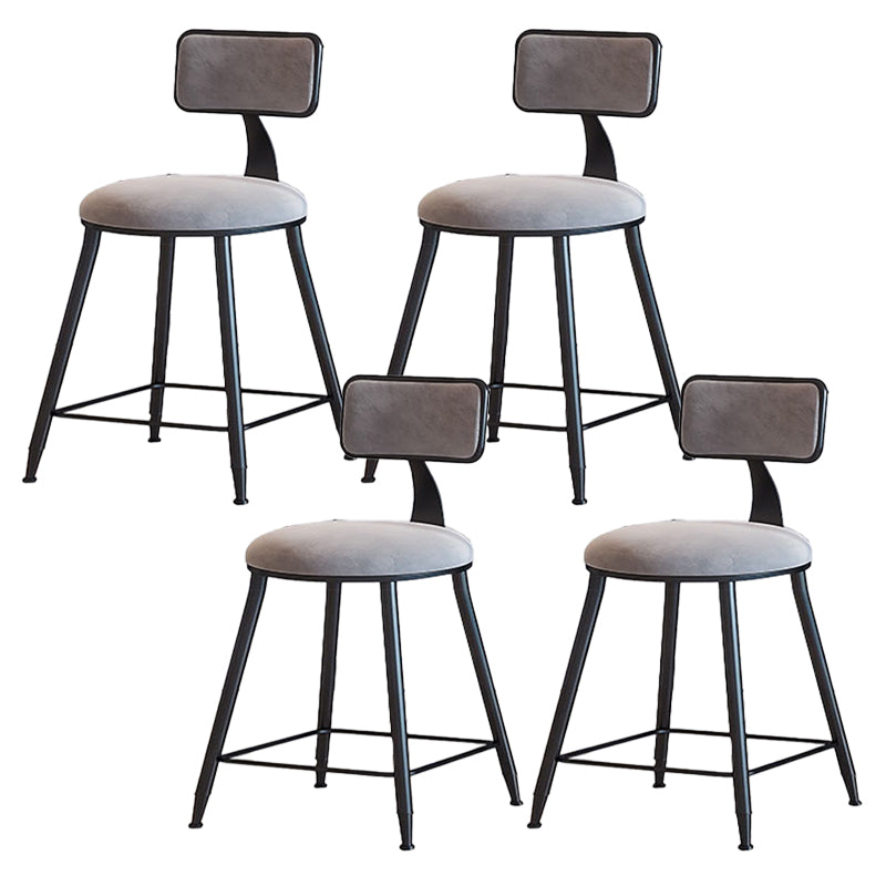 Modern Armless Backrest Counter Stool Iron Cafe Bar Stool with Velvet Cushion and Pedal