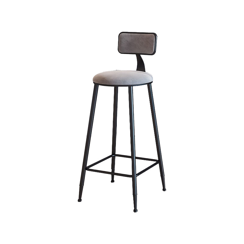 Modern Armless Backrest Counter Stool Iron Cafe Bar Stool with Velvet Cushion and Pedal