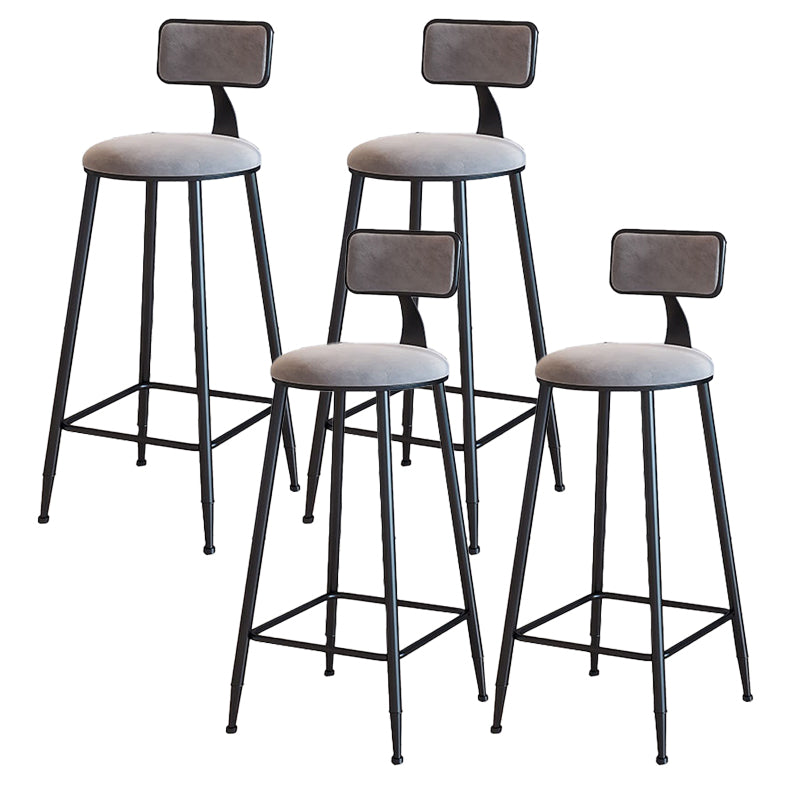 Modern Armless Backrest Counter Stool Iron Cafe Bar Stool with Velvet Cushion and Pedal