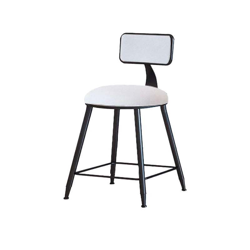 Modern Armless Backrest Counter Stool Iron Cafe Bar Stool with Velvet Cushion and Pedal