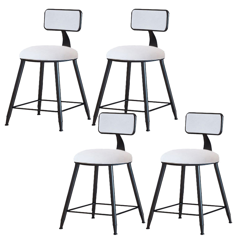 Modern Armless Backrest Counter Stool Iron Cafe Bar Stool with Velvet Cushion and Pedal
