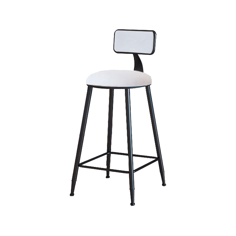 Modern Armless Backrest Counter Stool Iron Cafe Bar Stool with Velvet Cushion and Pedal