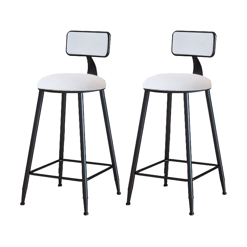 Modern Armless Backrest Counter Stool Iron Cafe Bar Stool with Velvet Cushion and Pedal