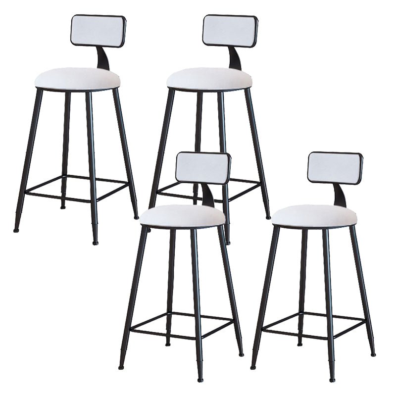 Modern Armless Backrest Counter Stool Iron Cafe Bar Stool with Velvet Cushion and Pedal