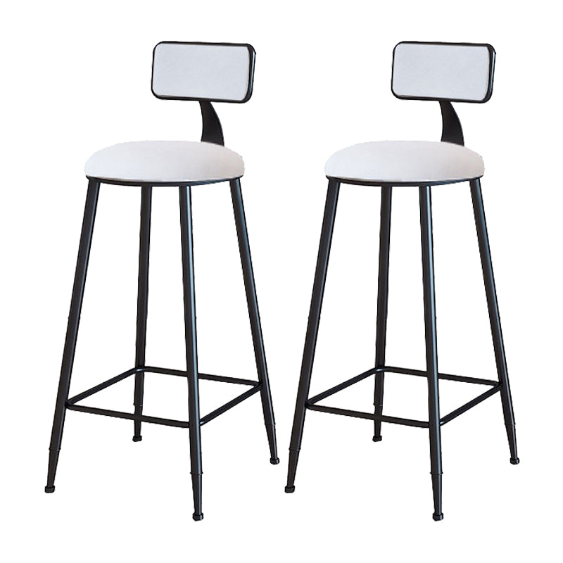 Modern Armless Backrest Counter Stool Iron Cafe Bar Stool with Velvet Cushion and Pedal