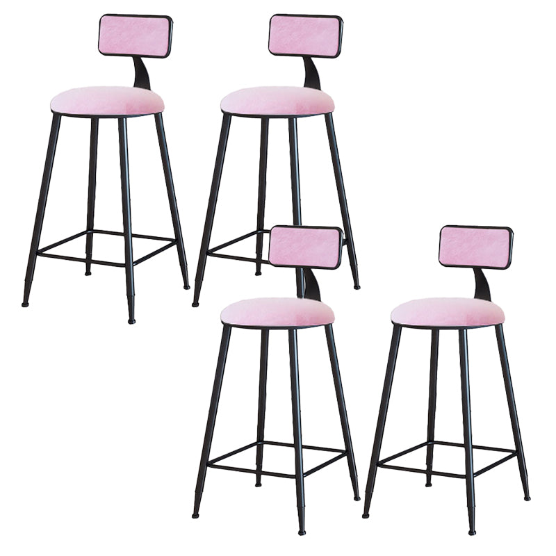 Modern Armless Backrest Counter Stool Iron Cafe Bar Stool with Velvet Cushion and Pedal