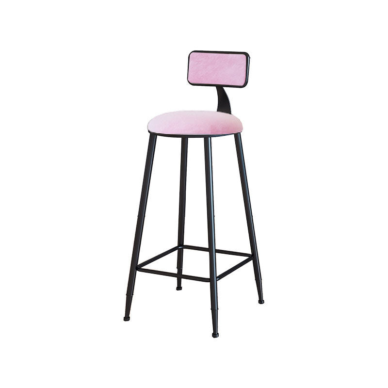 Modern Armless Backrest Counter Stool Iron Cafe Bar Stool with Velvet Cushion and Pedal