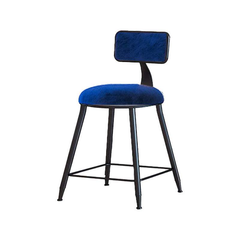 Modern Armless Backrest Counter Stool Iron Cafe Bar Stool with Velvet Cushion and Pedal