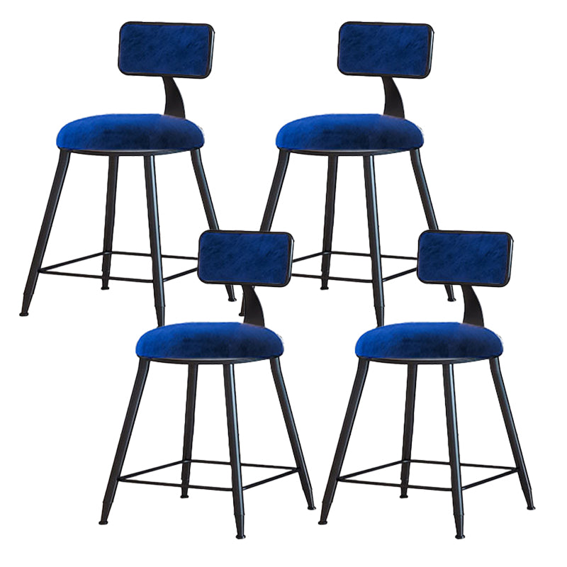 Modern Armless Backrest Counter Stool Iron Cafe Bar Stool with Velvet Cushion and Pedal