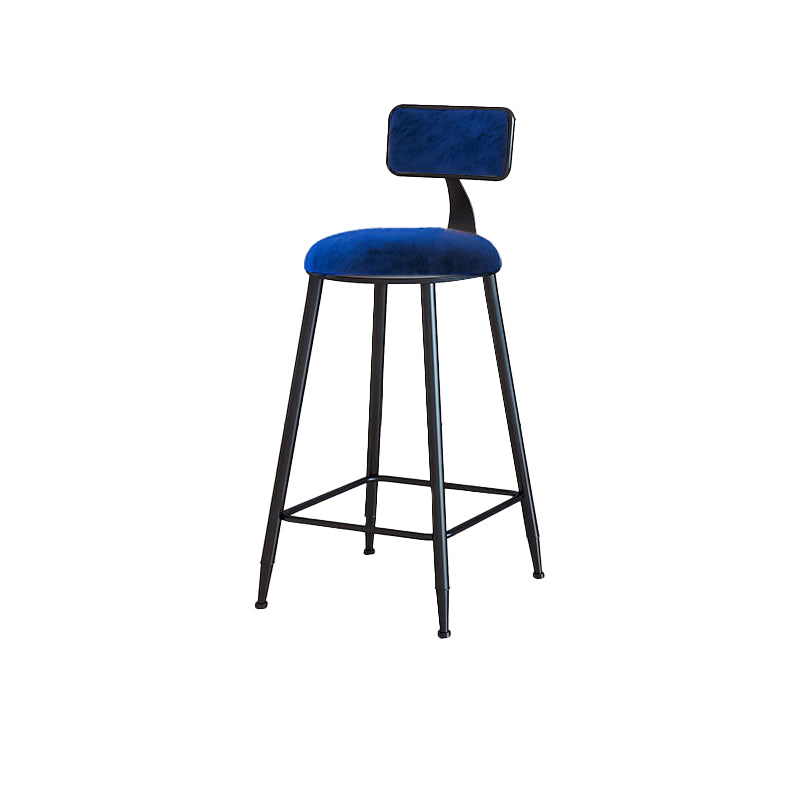 Modern Armless Backrest Counter Stool Iron Cafe Bar Stool with Velvet Cushion and Pedal