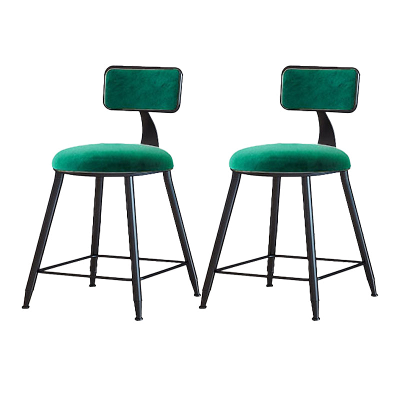 Modern Armless Backrest Counter Stool Iron Cafe Bar Stool with Velvet Cushion and Pedal