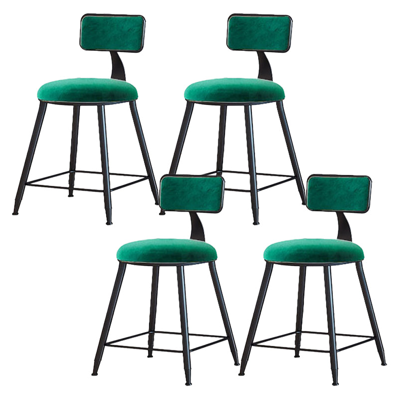 Modern Armless Backrest Counter Stool Iron Cafe Bar Stool with Velvet Cushion and Pedal