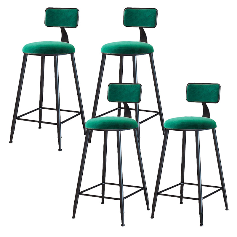 Modern Armless Backrest Counter Stool Iron Cafe Bar Stool with Velvet Cushion and Pedal