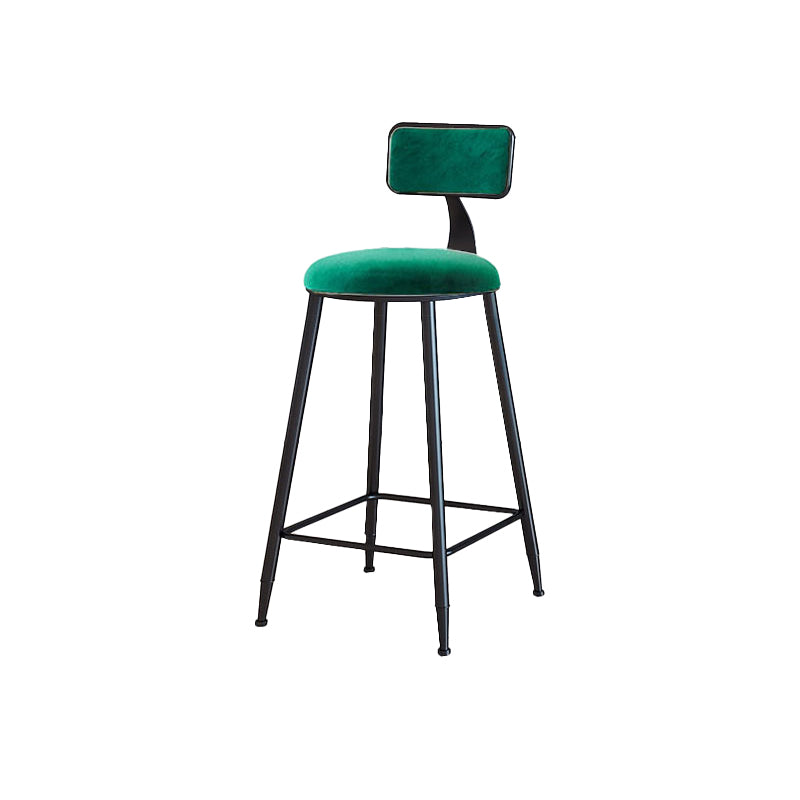 Modern Armless Backrest Counter Stool Iron Cafe Bar Stool with Velvet Cushion and Pedal