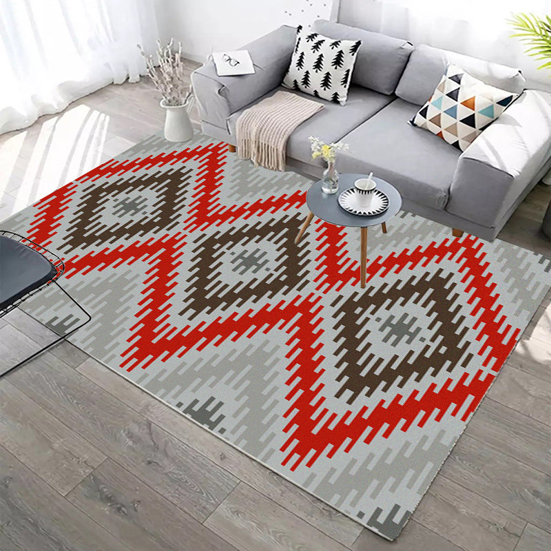 White Simple Carpet Polyester Graphic Carpet for Drawing Carpet for Living Room