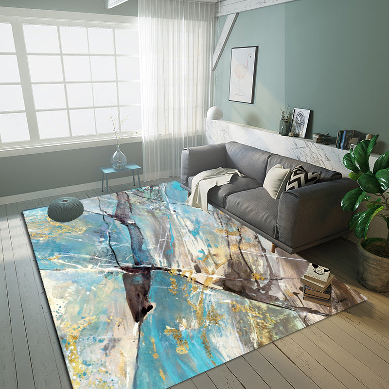 White Simple Carpet Polyester Graphic Carpet for Drawing Carpet for Living Room