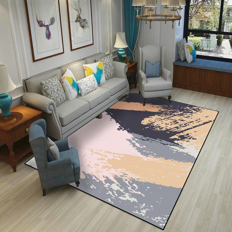 White Simple Carpet Polyester Graphic Carpet for Drawing Carpet for Living Room