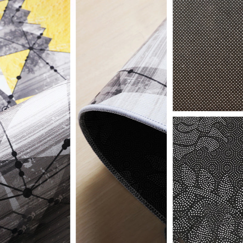 Dark Gray Modern Rug Polyester Abstract Pattern Rug Stain Resistant Rug for Drawing Room