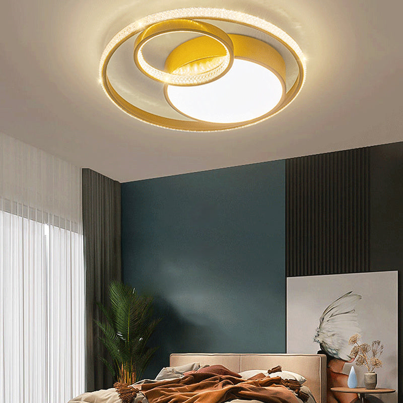 Luminaires encastrés en métal, plafonniers ronds nordiques avec abat-jour en acrylique pour chambre à coucher