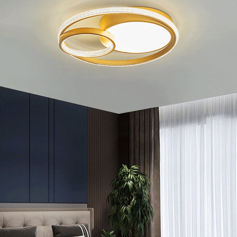 Luminaires encastrés en métal, plafonniers ronds nordiques avec abat-jour en acrylique pour chambre à coucher