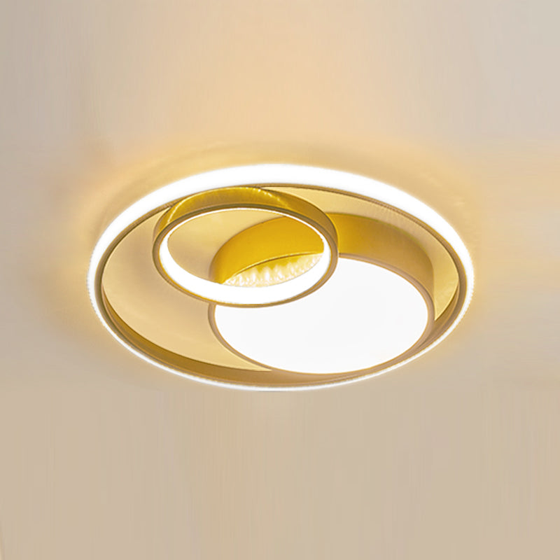 Metal Flush Mount Light Fixtures Nordic Round Ceiling Lamps with Acrylic Shade for Bedroom