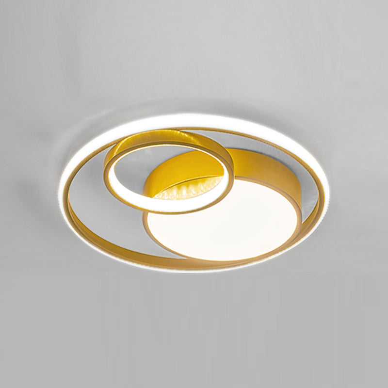 Metal Flush Mount Light Fixtures Nordic Round Ceiling Lamps with Acrylic Shade for Bedroom