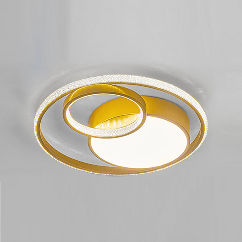 Luminaires encastrés en métal, plafonniers ronds nordiques avec abat-jour en acrylique pour chambre à coucher