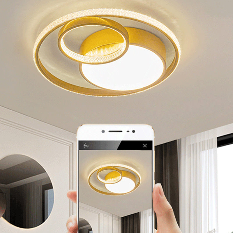 Metal Flush Mount Light Fixtures Nordic Round Ceiling Lamps with Acrylic Shade for Bedroom