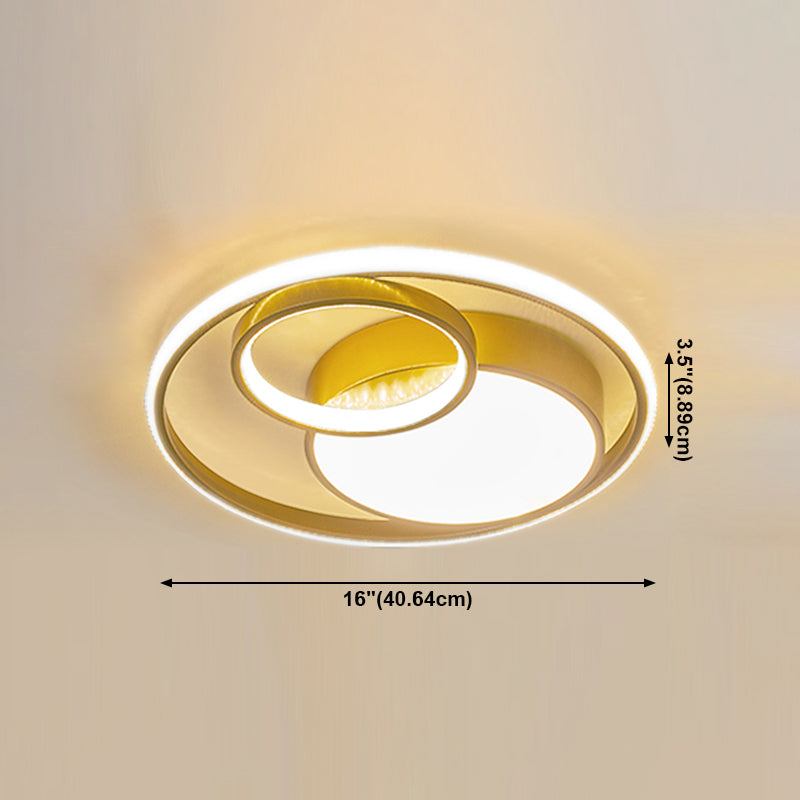 Metal Flush Mount Light Fixtures Nordic Round Ceiling Lamps with Acrylic Shade for Bedroom