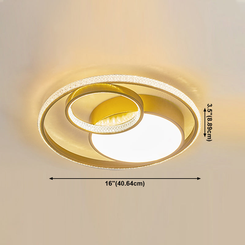 Luminaires encastrés en métal, plafonniers ronds nordiques avec abat-jour en acrylique pour chambre à coucher
